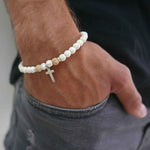 WWJD Natural Stone Cross BraceletBracelet