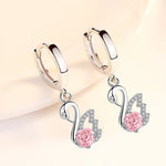 Blue, White & Pink Fire Opal Swan EarringsEarringsPink