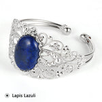 Coffee Onyx Labradorite Oval Gemstone Open BangleBraceletLapis Lazuli