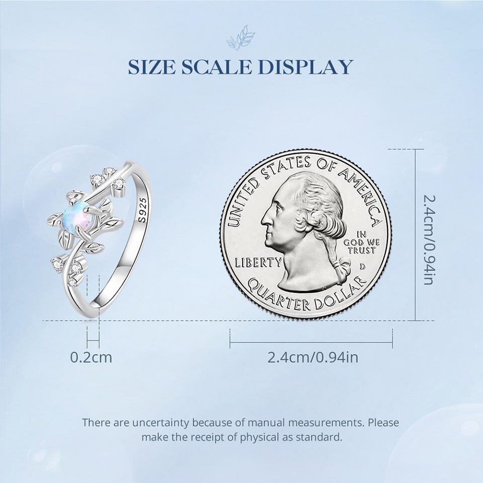 Leaf Style White Fire Opal Ring - 925 Sterling SilverRing