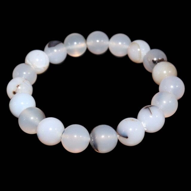 Natural Stone Beads Crystal Glass BraceletBraceletWhite Black Agate