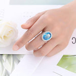 Trendy Oval Gemstones Ring - 925 Sterling SilverRing