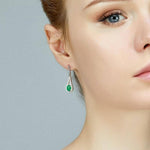 Emerald Crystal Drop Earrings - 925 Sterling SilverEarrings