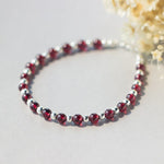 Small Garnet Bead Bracelet - 925 Sterling SilverBracelet