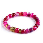 Black Lava Stones Lucky Charm Buddha Reiki BraceletBraceletRose Red