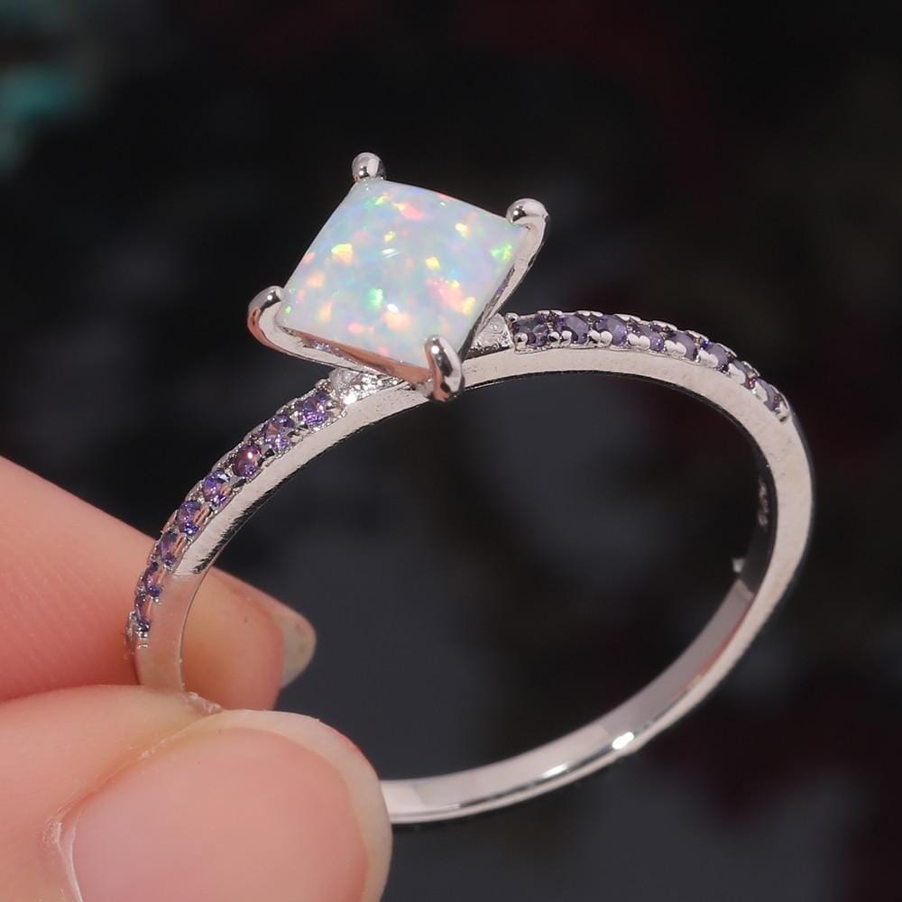 White Fire Opal Amethyst Lovely Ringring