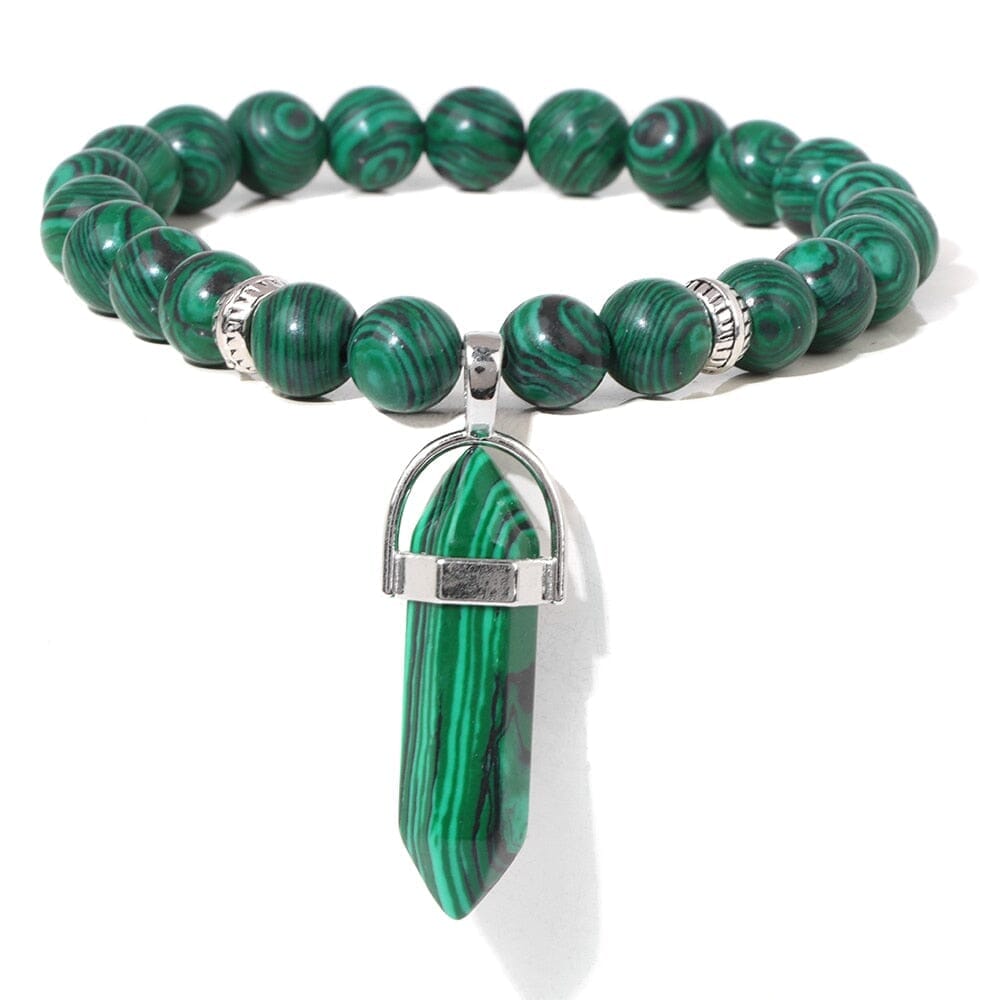 Natural Tiger Eye Stone Bracelet Hexagonal Column Pendant Bracelet Men Agates Crystal Charm Bracelets Women Reiki Yoga JewelryBraceletMalachite17CM