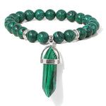 Natural Tiger Eye Stone Bracelet Hexagonal Column Pendant Bracelet Men Agates Crystal Charm Bracelets Women Reiki Yoga JewelryBraceletMalachite17CM