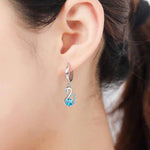 Blue, White & Pink Fire Opal Swan EarringsEarrings