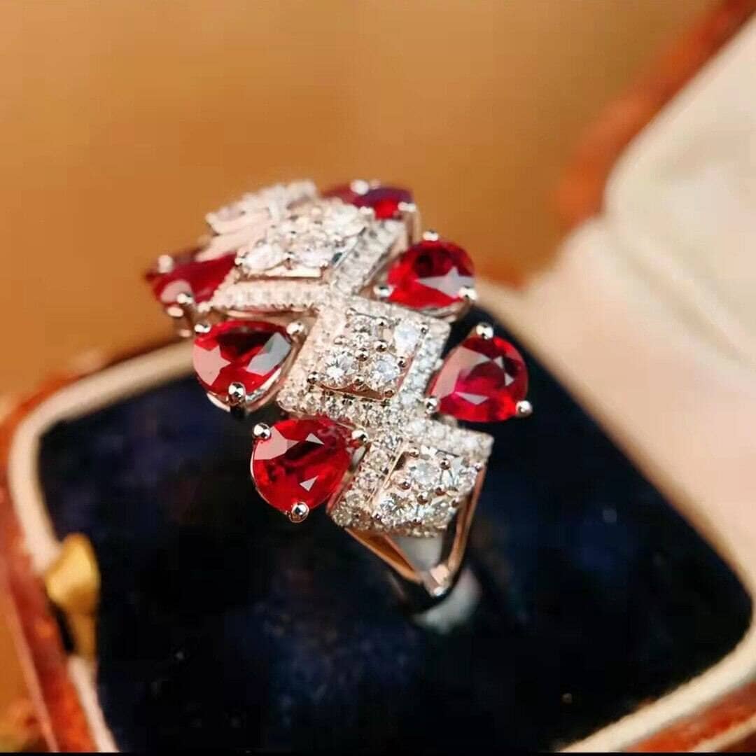 Trendy Lady Red Crystal Ruby Resizeable RingRing