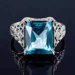 Turkish Geometric Aquamarine Ring - 925 Sterling SilverRing