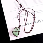 Natural Raw Crystal Reiki Weave Rope NecklaceNecklace