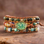 Green Oval Opal Bohemian Wrap Beaded BraceletBracelet