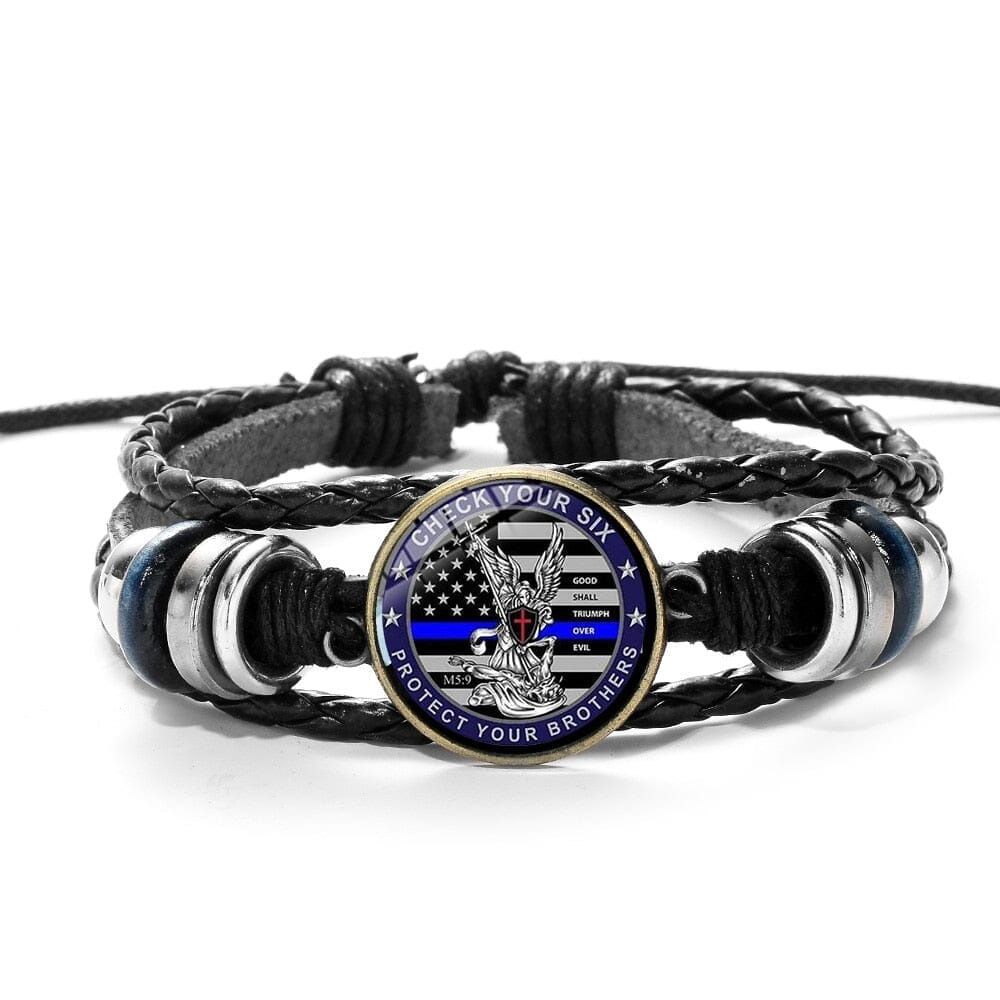 WWJD Archangel St.Michael Leather BraceletBracelet