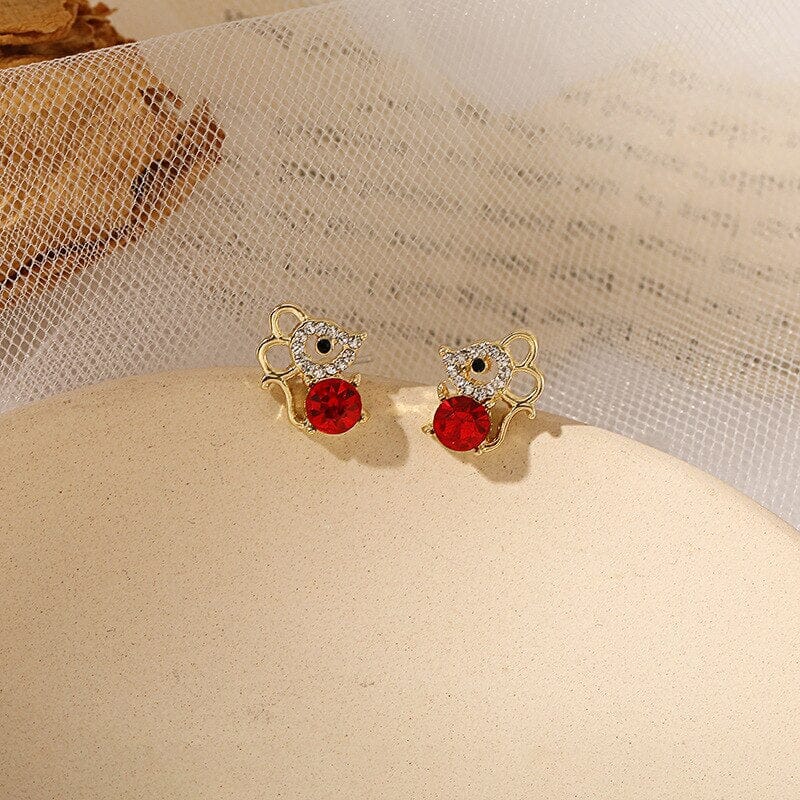 Mouse Shape Exquisite Fashion Ruby Stone Stud EarringsEarrings