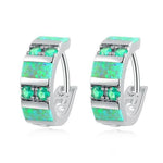 Green Fire Opal & Emerald Hoop EarringsEarrings