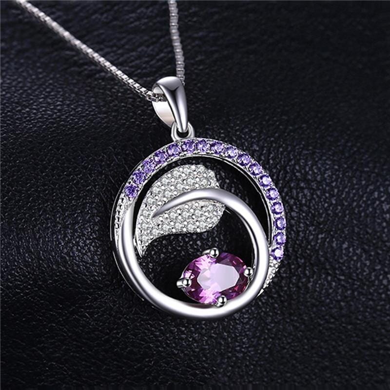 Alexandrite Sapphire Leaf Pendant NecklaceNecklace