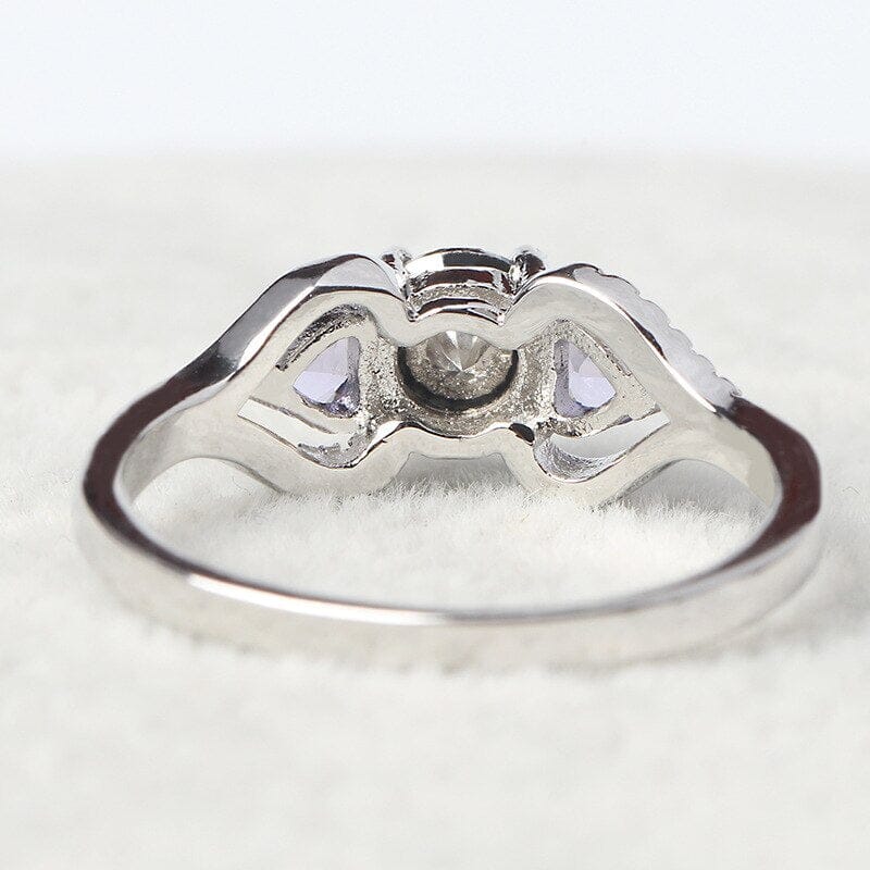 Heart-shaped Amethyst and Colorful Topaz Ring - 925 Sterling SilverRing