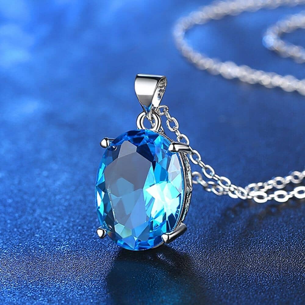 Aquamarine Oval Pendant NecklaceNecklace