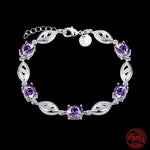 Fashion 925 Sterling Silver Geometric Amethyst BraceletBracelet