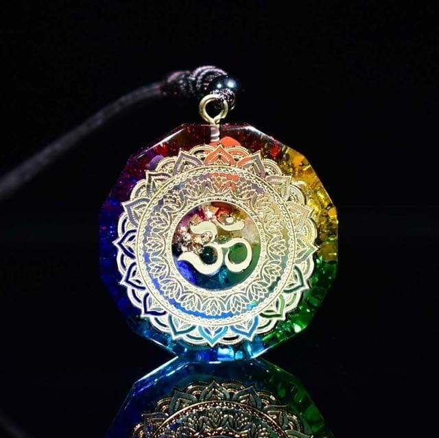 Orgonite Pendant Sri Yantra Sacred NecklacePendantGold Color