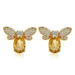 Citrine Bee Stud Earrings - 925 Sterling SilverEarrings