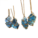 Natural Quartz Crystal Stone / Blue-Green Fluorite PendantPendant