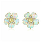 Cherry Blossom Fire Opal Stone Stud EarringsEarringsWhite Fire Opal / Citrine