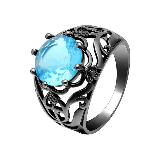 Blue Opal Black Gold Vintage RingRing11