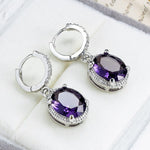 Geometric Amethyst Drop Earrings - 925 Sterling SilverEarrings
