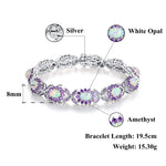 White Fire Opal and Amethyst Boho BraceletBracelet