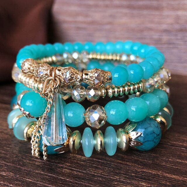 4-Pieces Set of Beaded Bohemian Style Crystal BraceletBraceletStyle 11