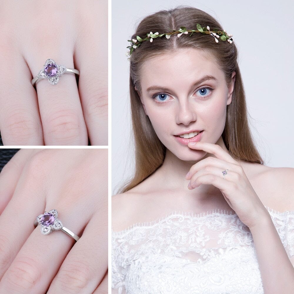 Flower Natural Amethyst 925 Sterling Silver RingRing