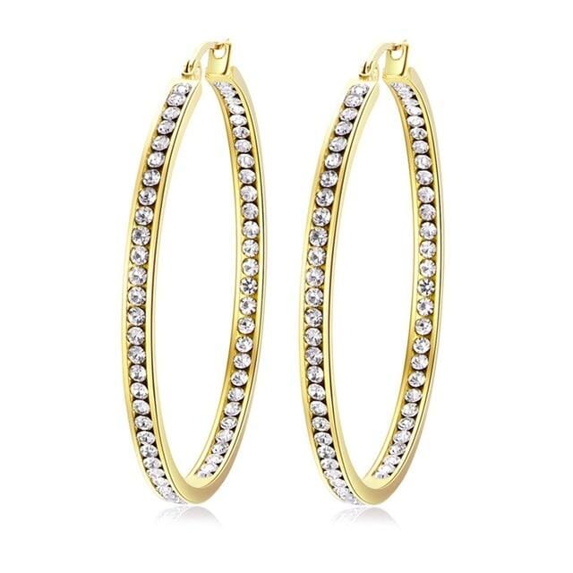 BOHO Silver/Blue & Gold/White Crystal Hoop EarringsEarringsGold/White