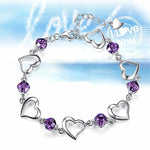 Amethyst Crystal Heart Bracelet - 925 Sterling SilverBracelet
