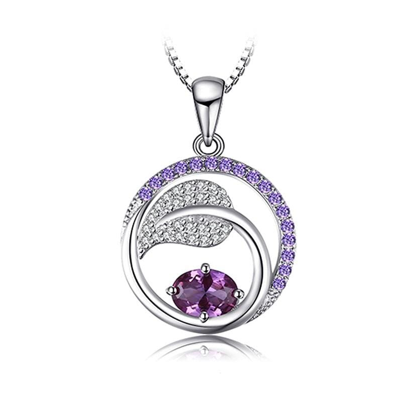 Alexandrite Sapphire Leaf Pendant NecklaceNecklace