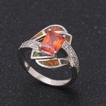 Orange Fire Opal Diamonds RingRing