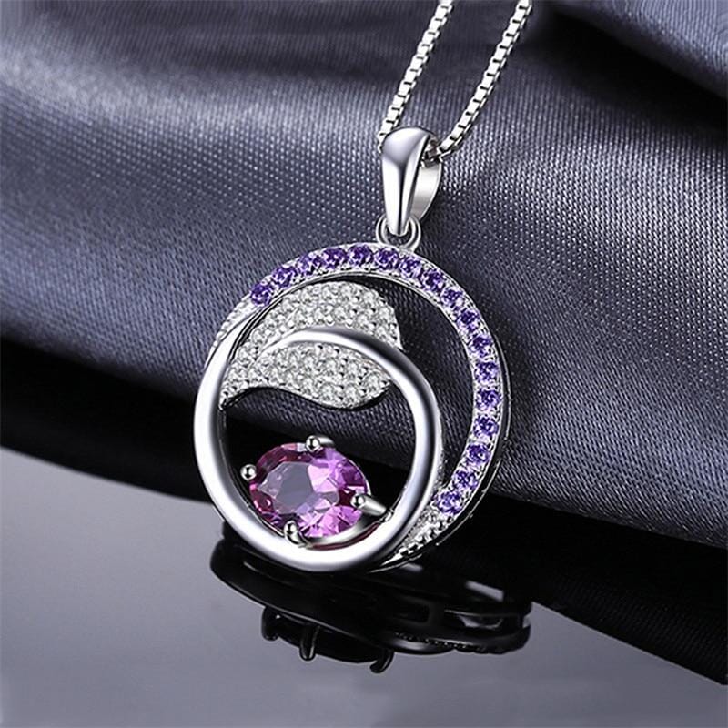 Alexandrite Sapphire Leaf Pendant NecklaceNecklace