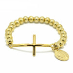 WWJD Virgin Mary Rosary Cross Stretch Strand Stainless Steel BraceletBraceletgold
