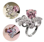 New Fashion Pink Sapphire Bow Adjustable RingRing