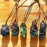 Natural Quartz Crystal Stone / Blue-Green Fluorite PendantPendant
