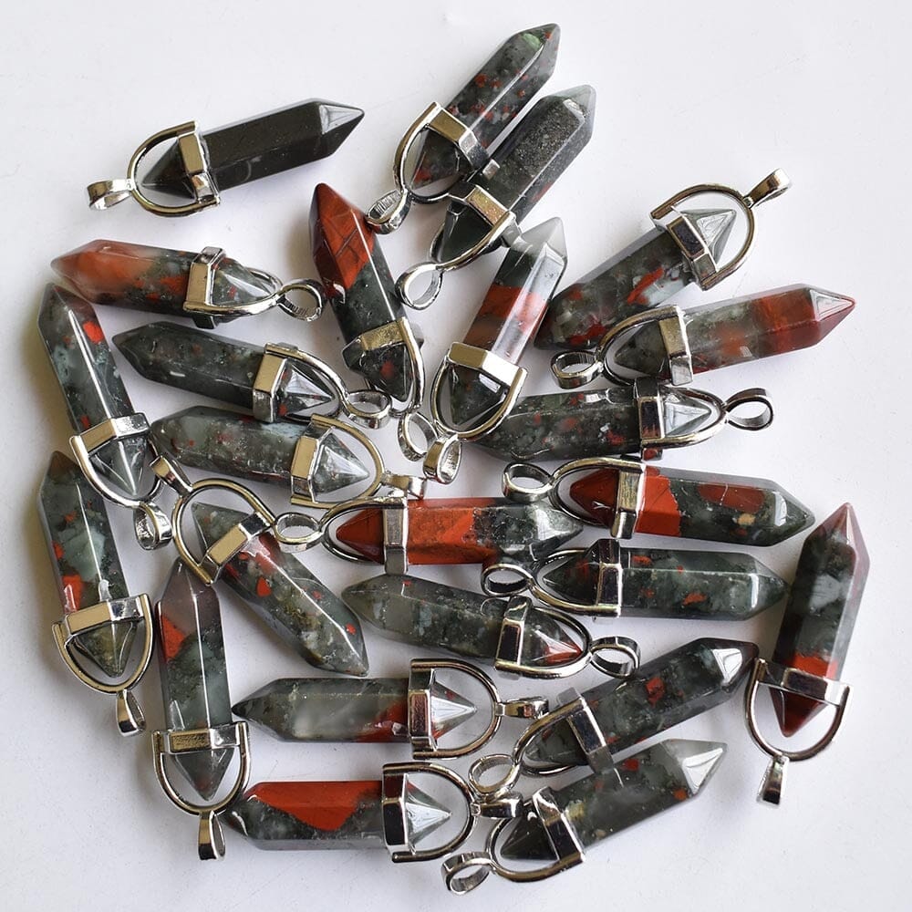 24pcs/Set Bloodstone Pillar Shape PendantsPendant