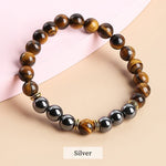 Natural Hematite and Tiger Eye Stone BraceletsBraceletSilver Color