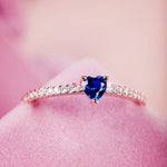Heart-Shaped Sapphire Diamond Ring - S925 Sterling SilverRing