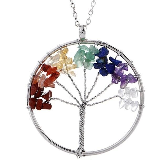 Wisdom Tree of Life - Handmade 7 Natural Stones PendantNecklace7 Chakras 1
