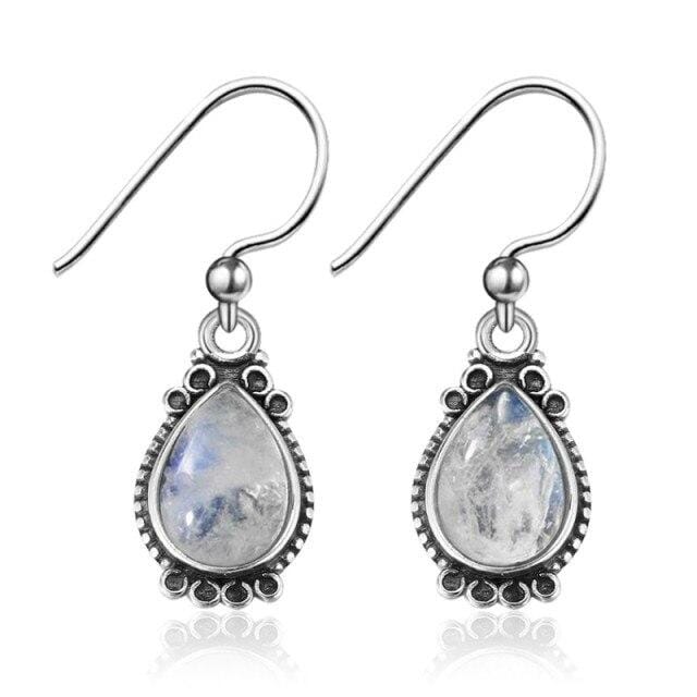 Natural Moonstone Water Drop Dangle Earrings - 925 Sterling SilverEarrings
