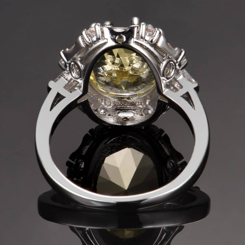 Sparkling Citrine Zircon Ring - 925 Sterling SilverRing