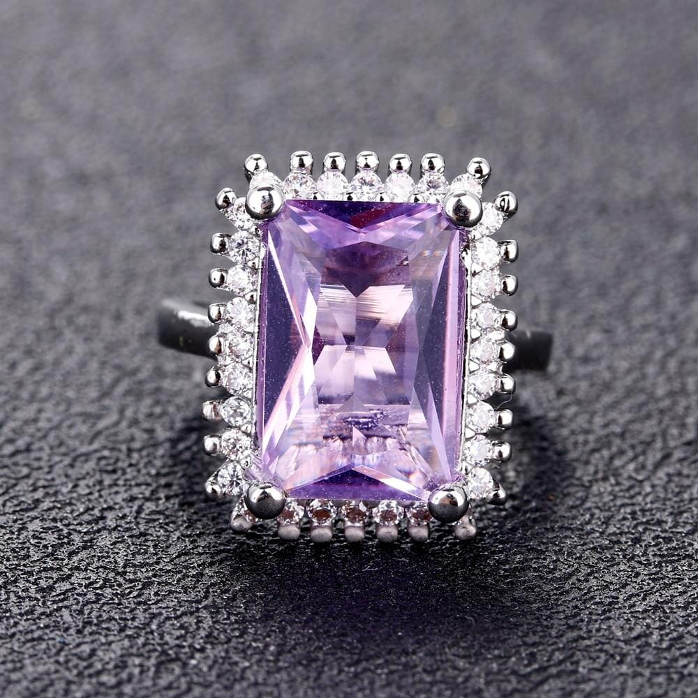 Amethyst Zircon Splendid Ring - 925 Sterling Silverring