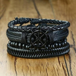 4Pcs/Set Braided Wrap Leather Bracelets for MenBracelet