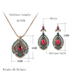 Antique Gold Plated Pink Tourmaline Crystal Turkish Jewelry Set (Necklace & Earrings)Jewelry Set